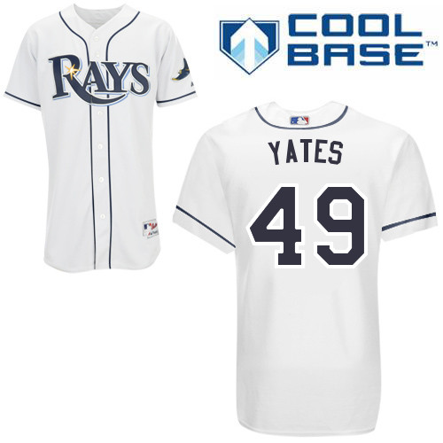 Kirby Yates #49 MLB Jersey-Tampa Bay Rays Men's Authentic Home White Cool Base Baseball Jersey